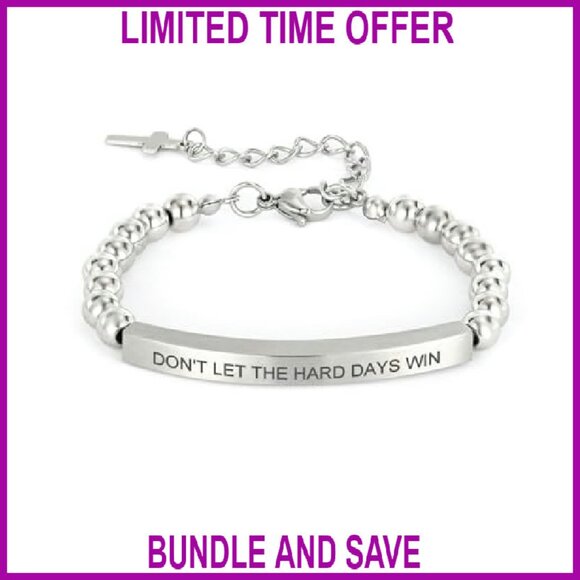 Stainless Steel Beaded Cross Bracelet with Bible Verse, Adjustable Fit - Picture 2 of 8